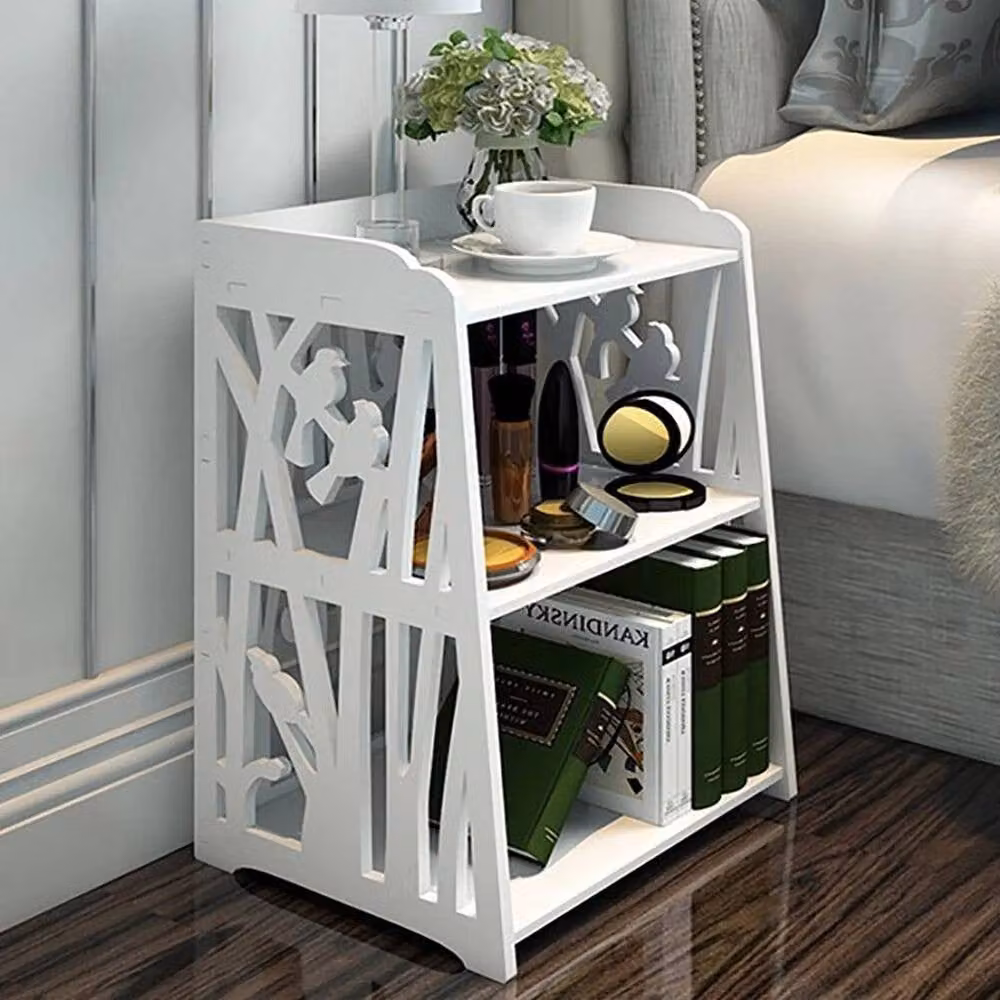 EONLION Narrow White Bedside Table and Sofa Side Shelf Rack – 3