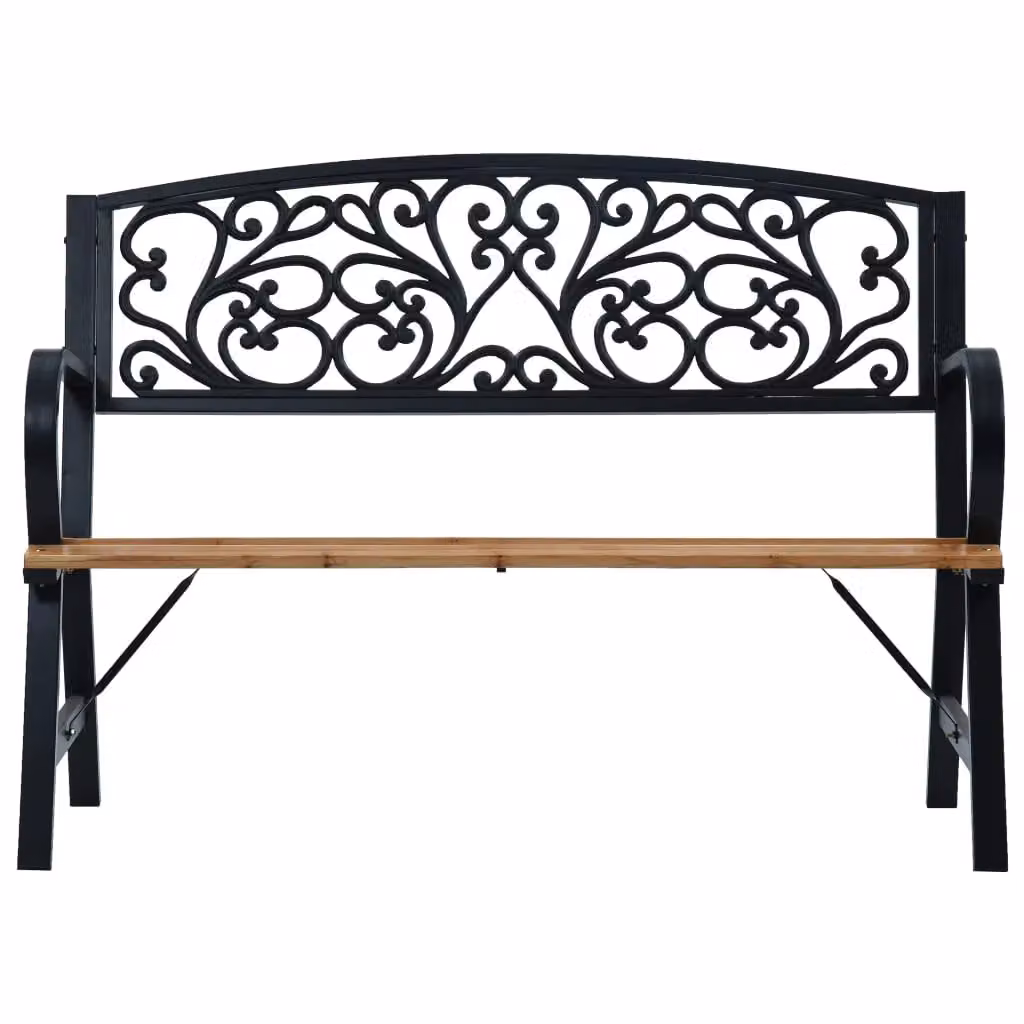 Berkfield Home Vintage Wood and Metal Garden Bench in Black, Width: 120 cm – 2