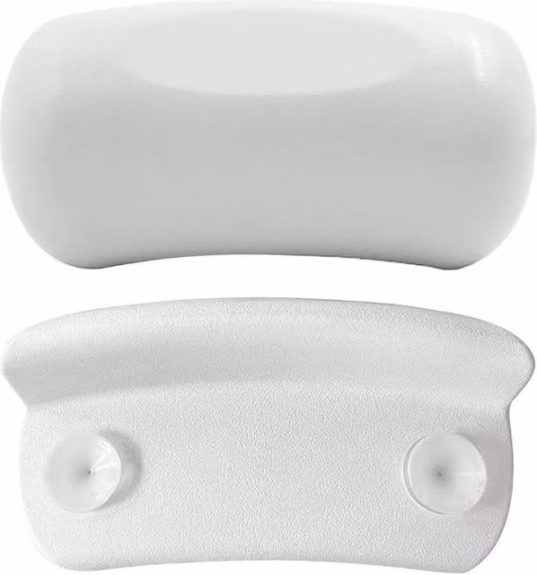 KORVIXA Non-Slip Contoured Bath Pillow in White for Neck, Shoulder and Back Support