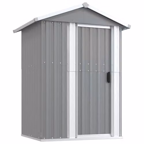vidaXL Grey Galvanised Steel Garden Shed W/D/H: 126 x 97.5 x 177 cm – 1