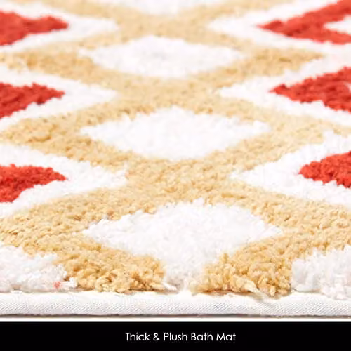 Homescapes Super Absorbent 100% Cotton Chevron Bath Mat in Orange and Yellow, W: 50 cm, D: 80 cm – 3