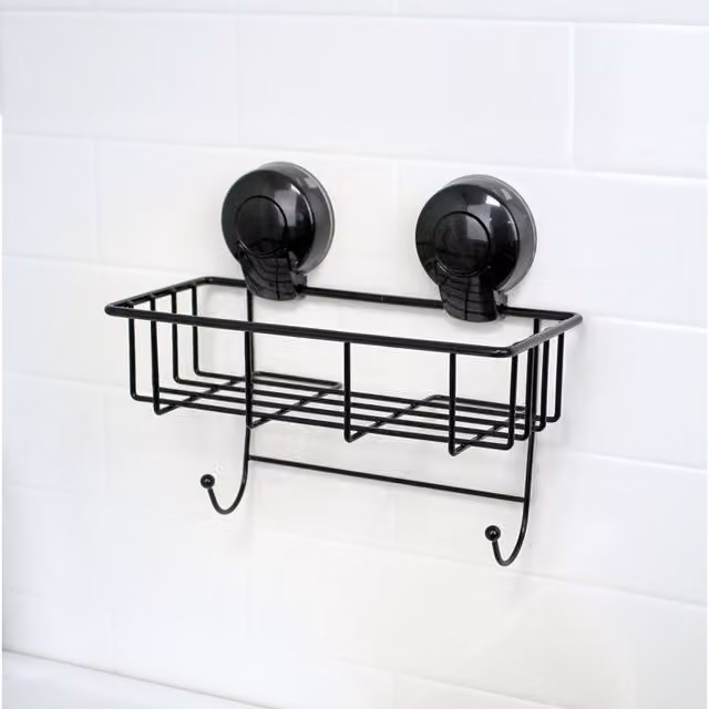 Showerdrape Suctionloc Black Metal Slatted Rectangular Bathroom Shower Caddy – 2