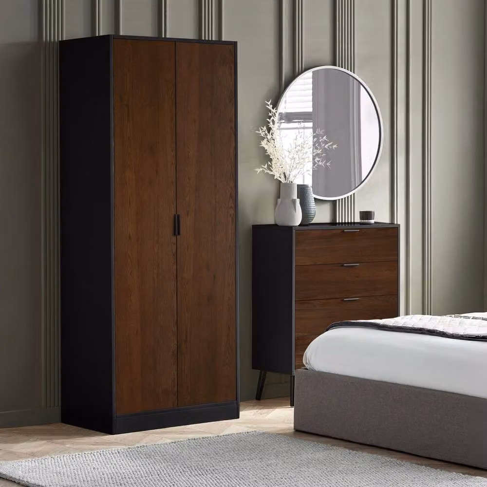 Cheshire Arden 2 Door Wardrobe in Walnut and Black – 2