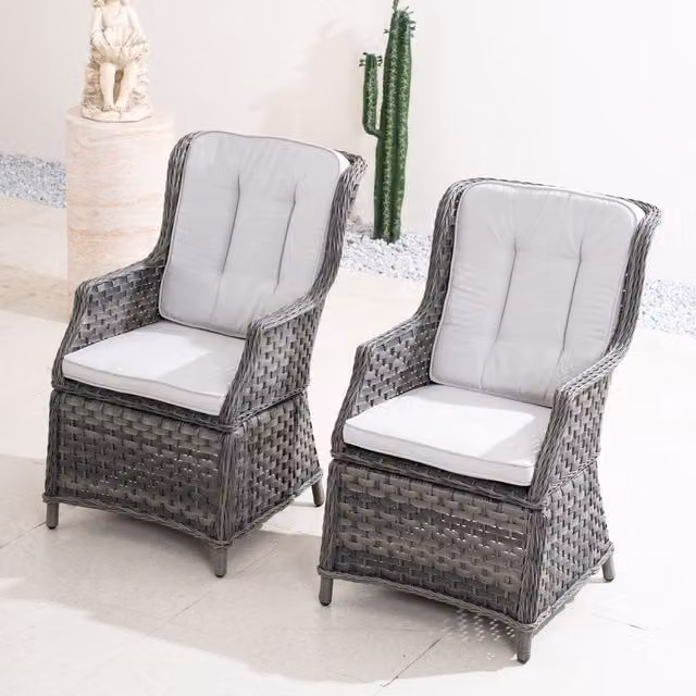 Direct Wicker 2-Piece Grey Aluminium Rattan Garden Chair Set – 1