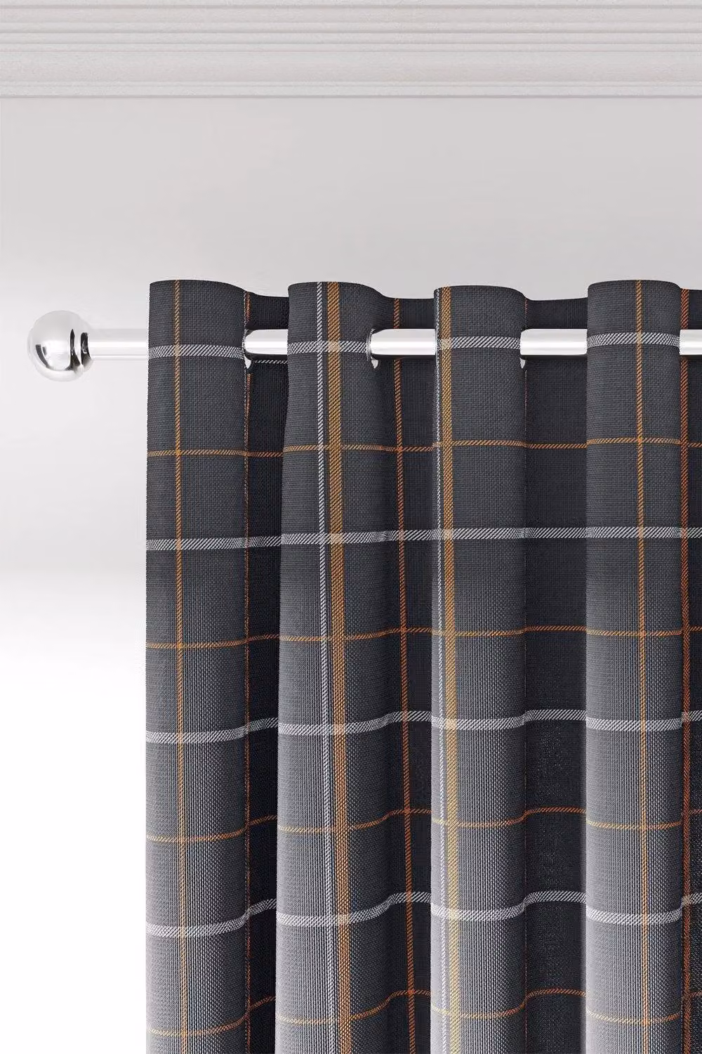 Helena Springfield Harper Checked Eyelet Curtains in Anthracite, Silver and Grey, W: 228 cm, H: 183 cm – 2