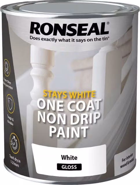 Ronseal Stays White One Coat Gloss Paint - White