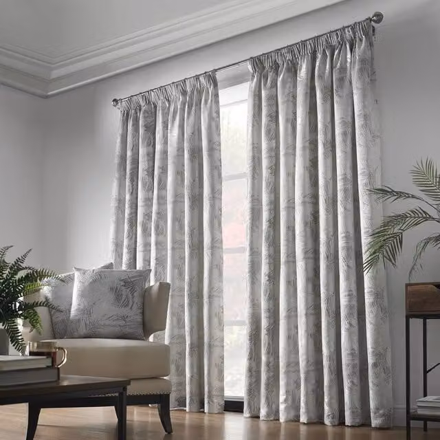 Terrys Fiji Silver Floral Eyelet Curtains in Polyester