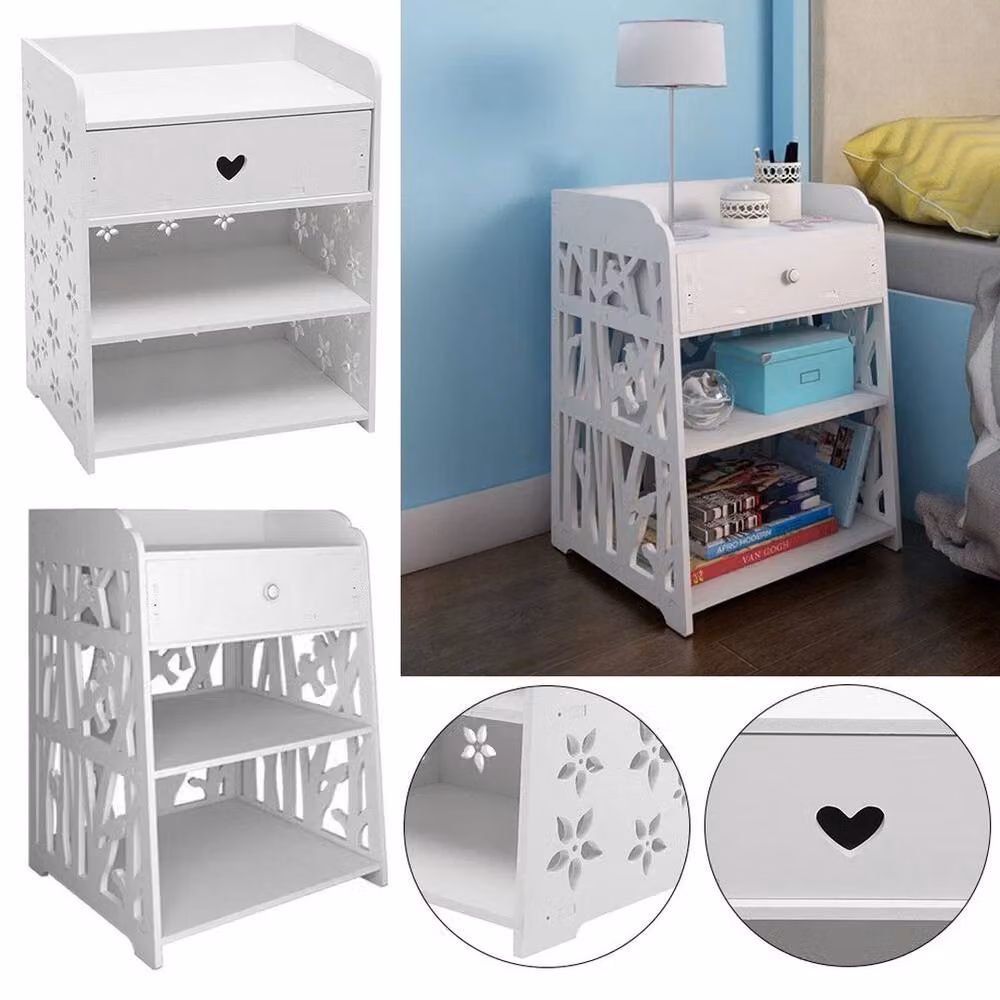 Kelvenix Modern White Bedside Table Drawer Cabinet – 3