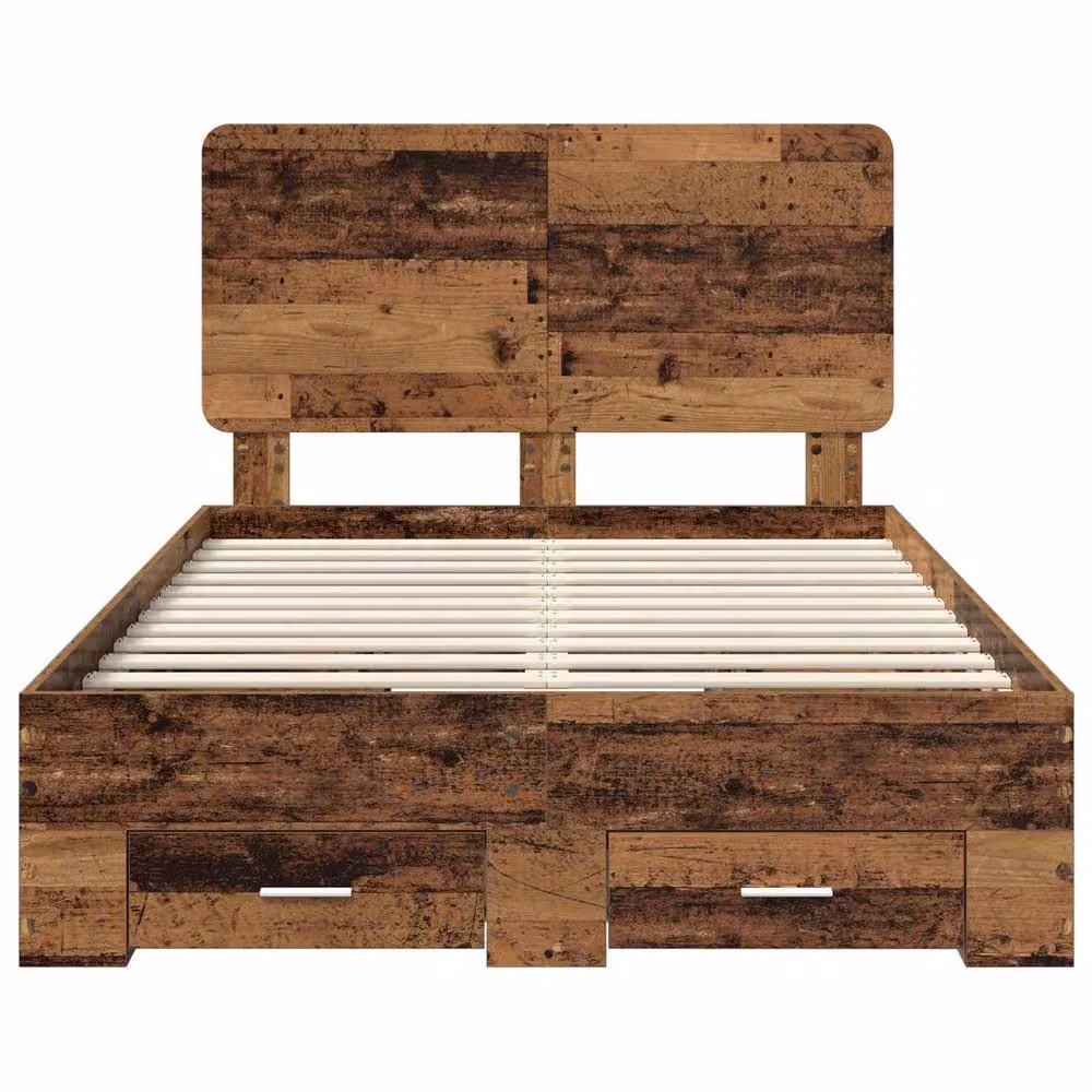 Berkfield Home Modern Bed Frame with Headboard and Drawers in Brown Engineered Wood W/D/H: 120 x 190 cm – 3
