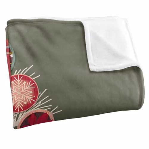 JQ Licensing Christmas Tree Ornaments Silky Touch Super Soft Fleece Throw Blanket in White, W/D/H: 152 x 127 cm – 2
