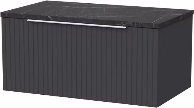 Balterley Callingwood 1 Drawer Vanity with Black Pietra Top, Dark Grey, Width: 80 cm