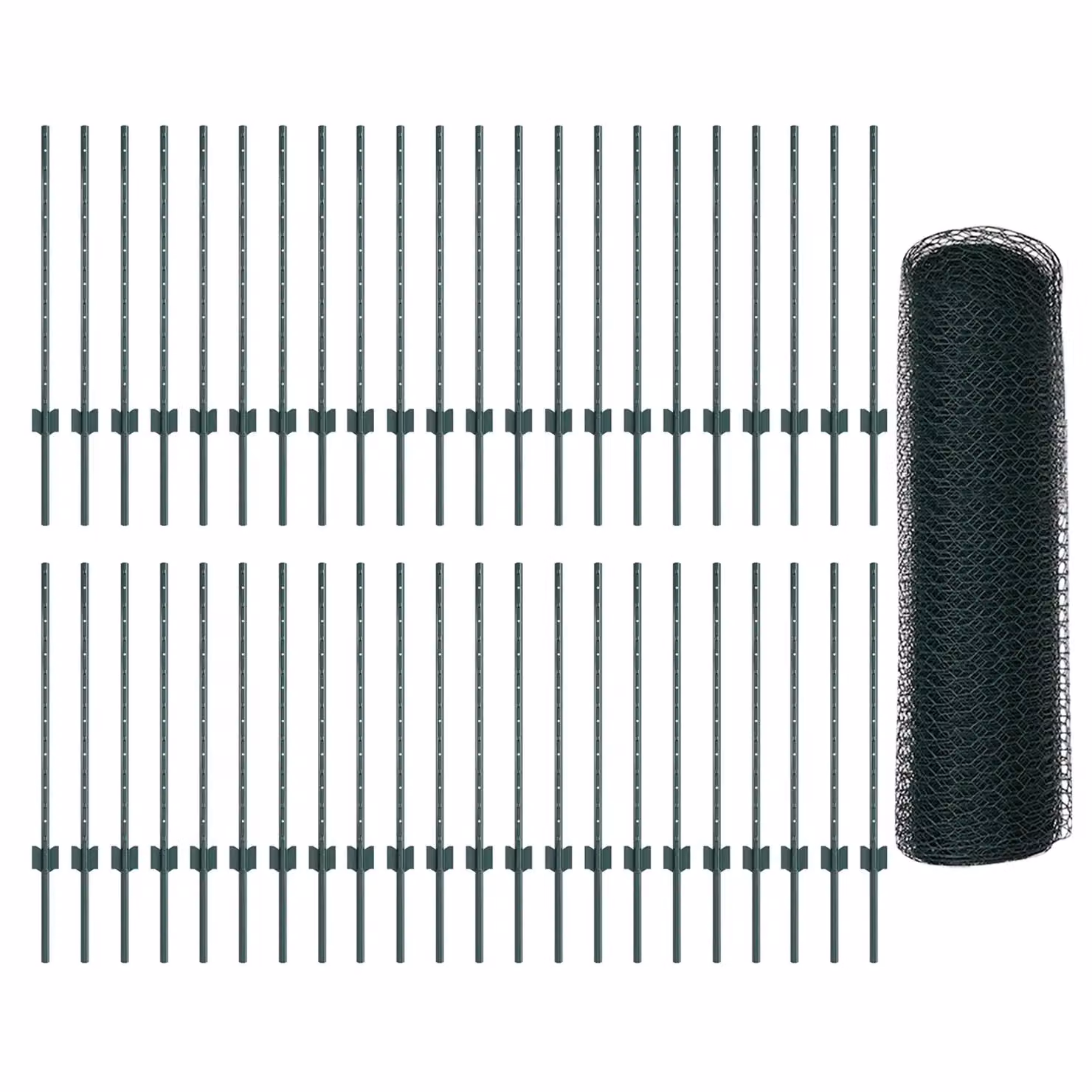 Berkfield Home Green Powder-Coated Steel U-Channel Fence Posts, 11 Pieces, Height: 80 cm – 2