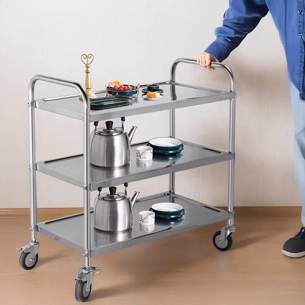 PAWNORA Silver Metal Kitchen Cart with Lockable Wheels – 2