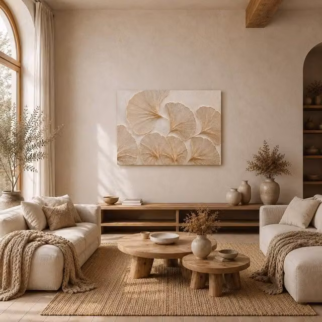 Mafett Timeless Bloom Floral Canvas Wall Art Print in Beige