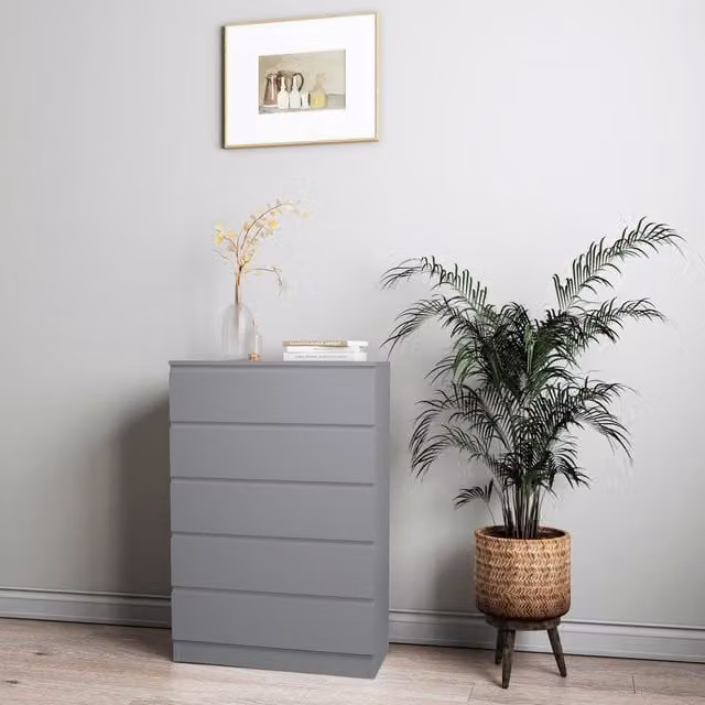 URBNLIVING Modern Grey Wooden Chest of Drawers