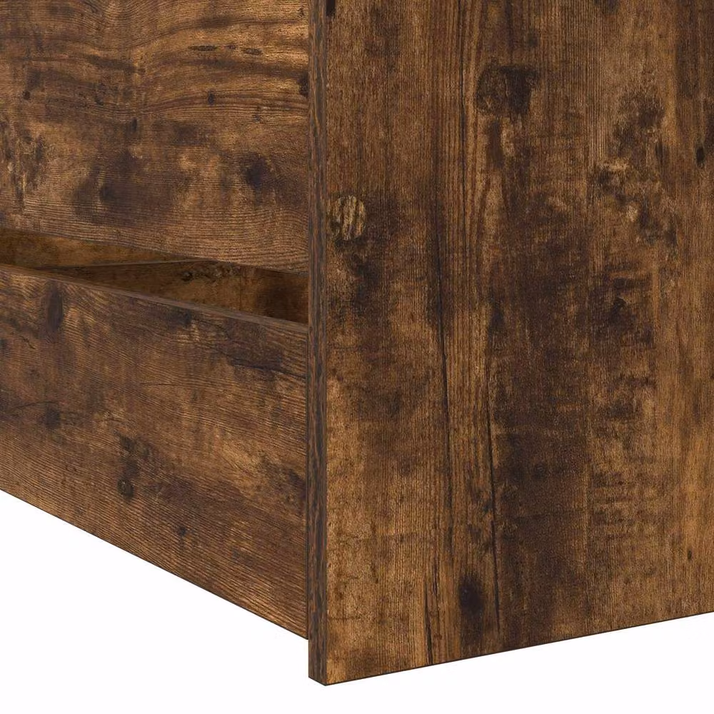 Berkfield Home Bed Frame with Storage in Smoked Oak and Brown, W/D/H: 80 x 200 cm – 3