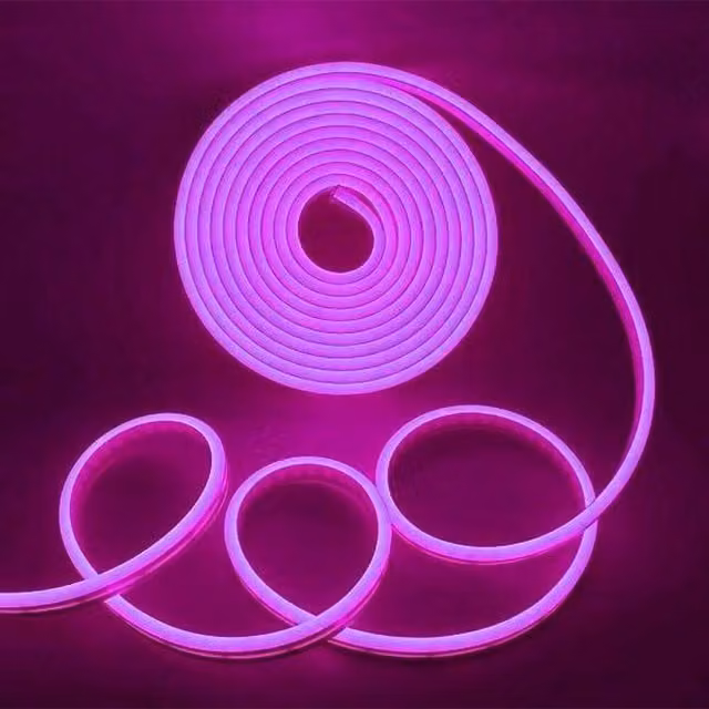 Livingandhome Neon Flex LED Strip Light with Power Adapter, Purple and Red, 5m, IP65 Waterproof, Cuttable Silicone Accent Lighting