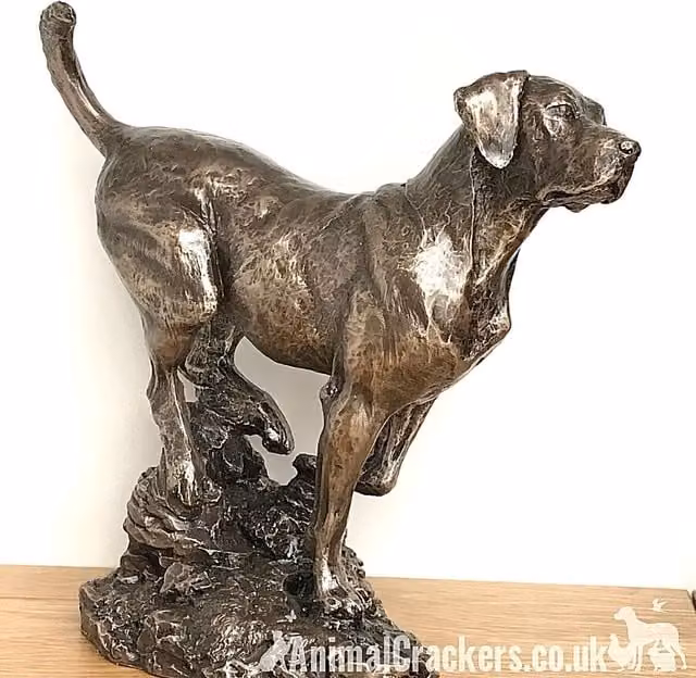 Animal Crackers Large Labrador On Rocks Dog Figurine in Solid Cold Cast Bronze by David Geenty