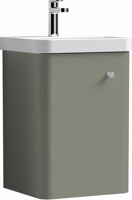 Balterley Modern Wall Hung 1 Door Bathroom Vanity Unit with Basin, Satin Green – 1