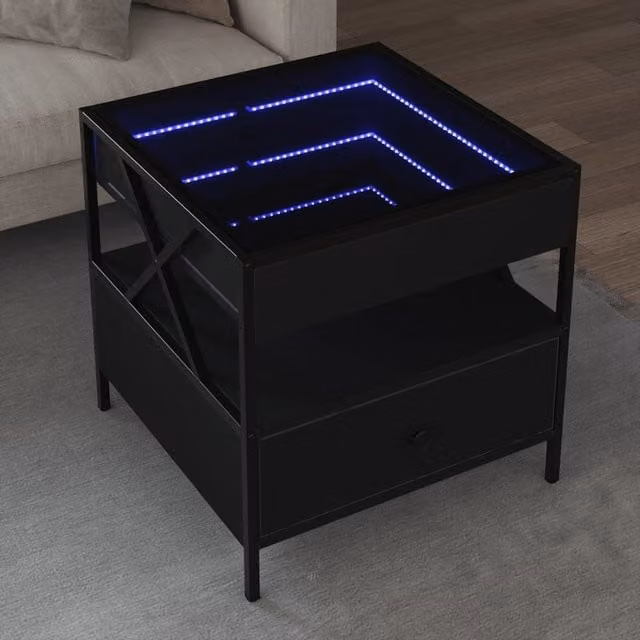 Berkfield Home Infinity LED Coffee Table in Black, W/D/H: 50 x 50 x 51 cm – 1