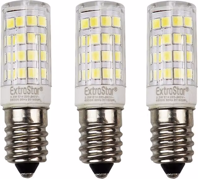 ExtraStar 3.3W LED Capsule Mini Bulb E14, 3000K Warm White, Pack of 3