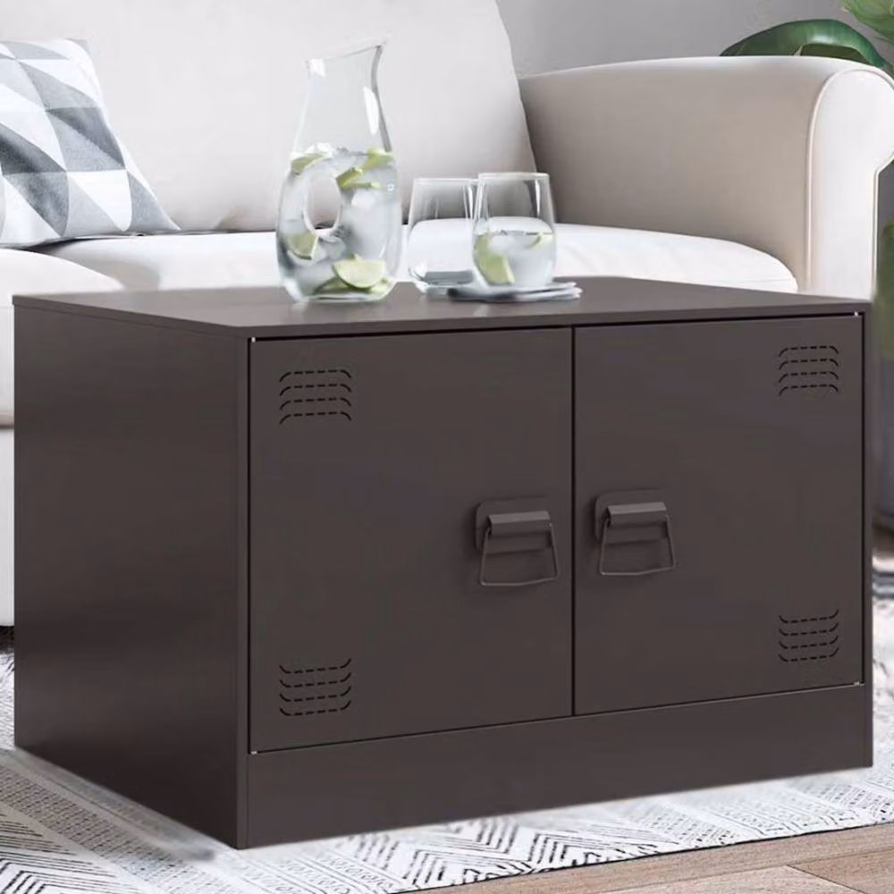 Berkfield Home Black Metal Coffee Table W: 67 cm, D: 50 cm, H: 44 cm – 2
