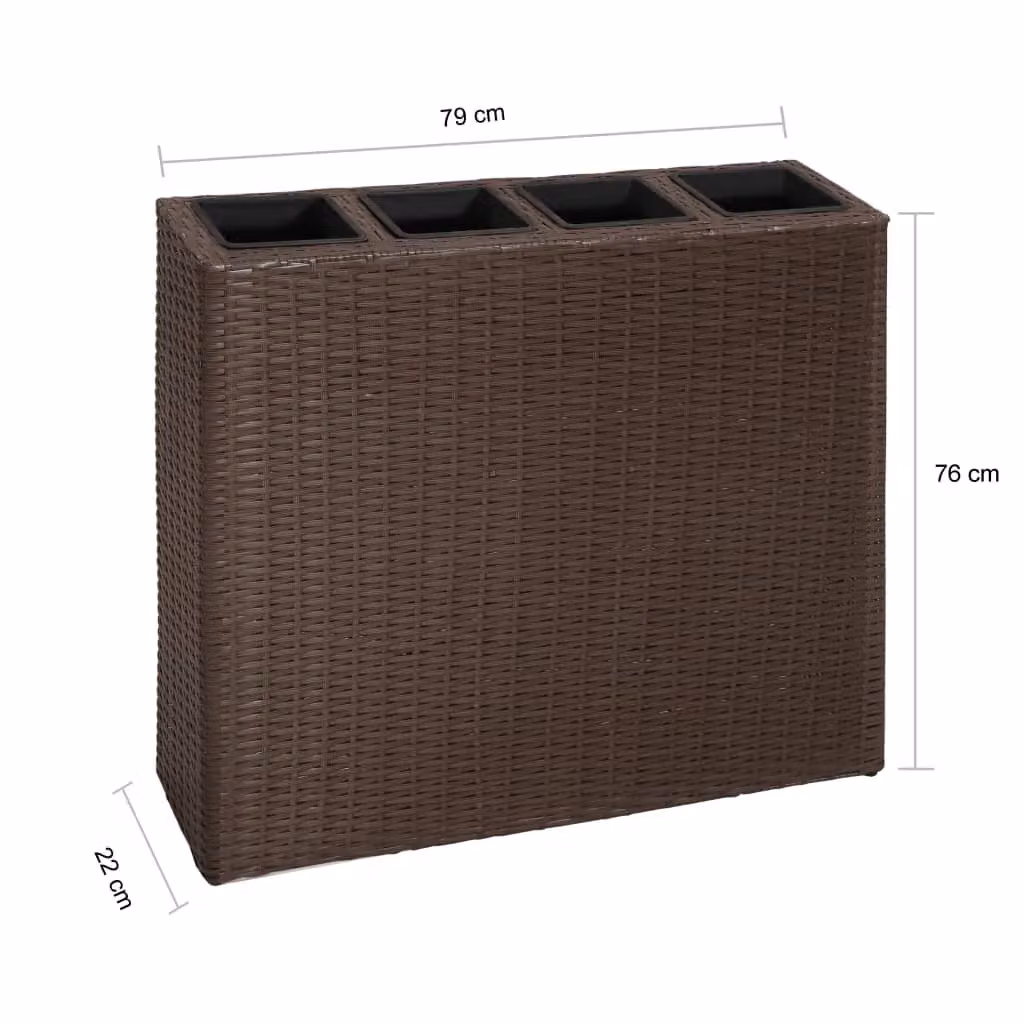 Berkfield Home Garden Raised Bed with 4 Pots in Brown Poly Rattan – 3