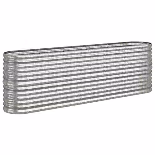 vidaXL Silver Galvanised Steel Garden Raised Bed W: 224 cm, D: 40 cm, H: 68 cm