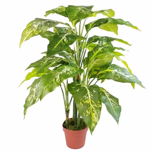 Large Fox Aglaonema Artificial Tree with Metal Planter, Green, Height: 100 cm