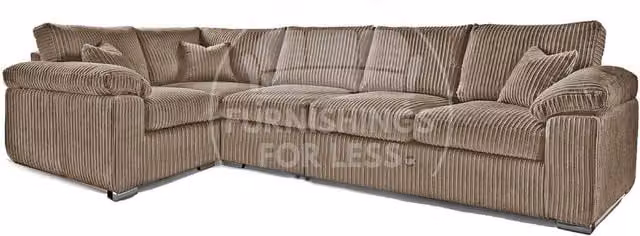 Furnishings For Less UK Delta 5 Seater L-Shape Corner Sofa in Beige Jumbo Cord, Left Hand Facing