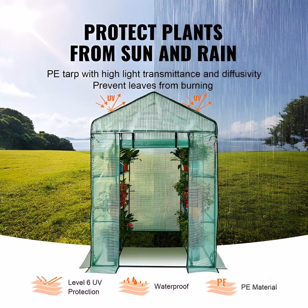 VEVOR Green Freestanding Sturdy Greenhouse with High Strength PE Cover – 4