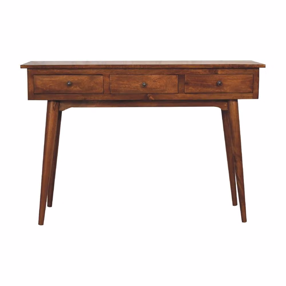 Wyld Haus Saint Paul de Vence Large 3 Drawer Console Table in Brown Chestnut Wood, W/D/H: 115 x 40 x 78 cm – 2