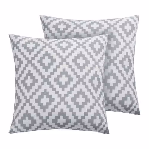 OHS Set of 2 Mid Grey Geometric Water Resistant Outdoor Cushion Covers, W/D/H: 45 x 45 x 45 cm – 1