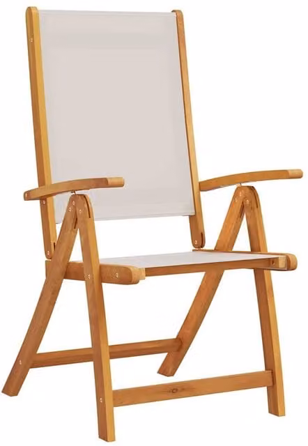 Berkfield Home Beautiful Set of 2 Folding Garden Chairs in Brown Acacia Wood and Grey Textilene – 1