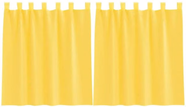 Berkfield Home Yellow Voile Fabric Panel Curtains with Tabs, 2 Pack, W: 140 cm, H: 140 cm
