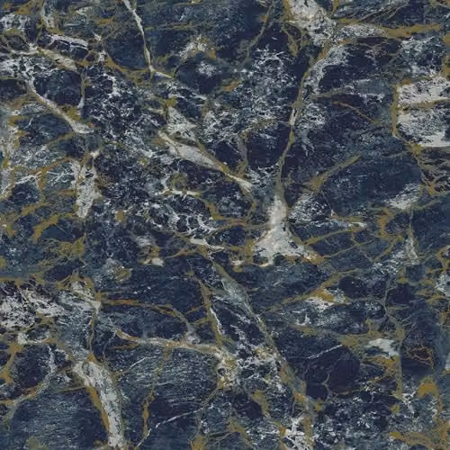 Grandeco Astoria Liquid Marble Textured Vinyl Wallpaper, Blue and Gold