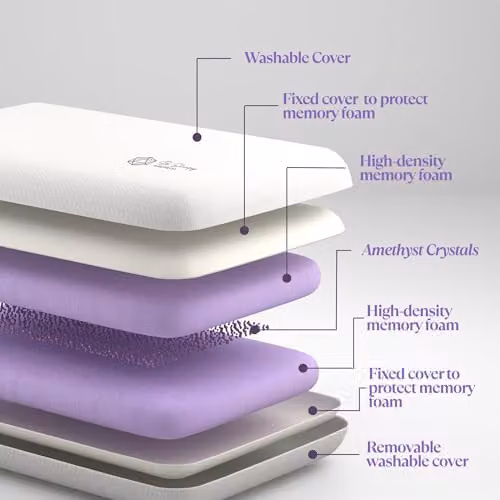 B Sleepy Amethyst Infused Memory Foam Pillow in White, W: 60 cm, D: 40 cm – 2