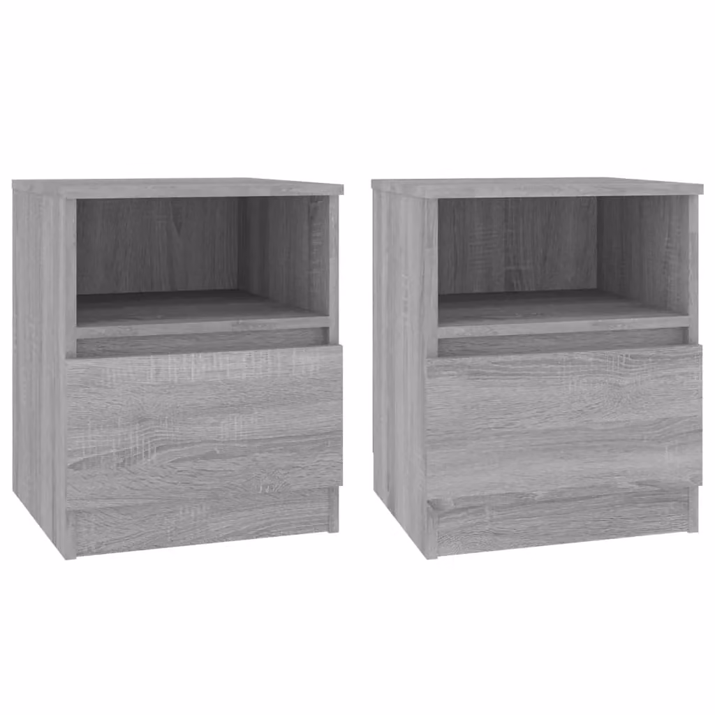 Berkfield Home Set of 2 Grey Sonoma Bedside Cabinets in Engineered Wood, W/D/H: 40 x 40 x 50 cm – 2
