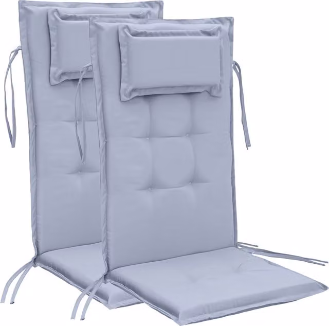 Gardenista Grey Highback Outdoor Garden Chair Cushions with Ties, Pack of 2