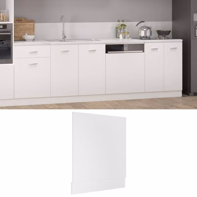 Berkfield Home Durable Dishwasher Panel in White, Engineered Wood, W: 59.5 cm, D: 3 cm, H: 67 cm
