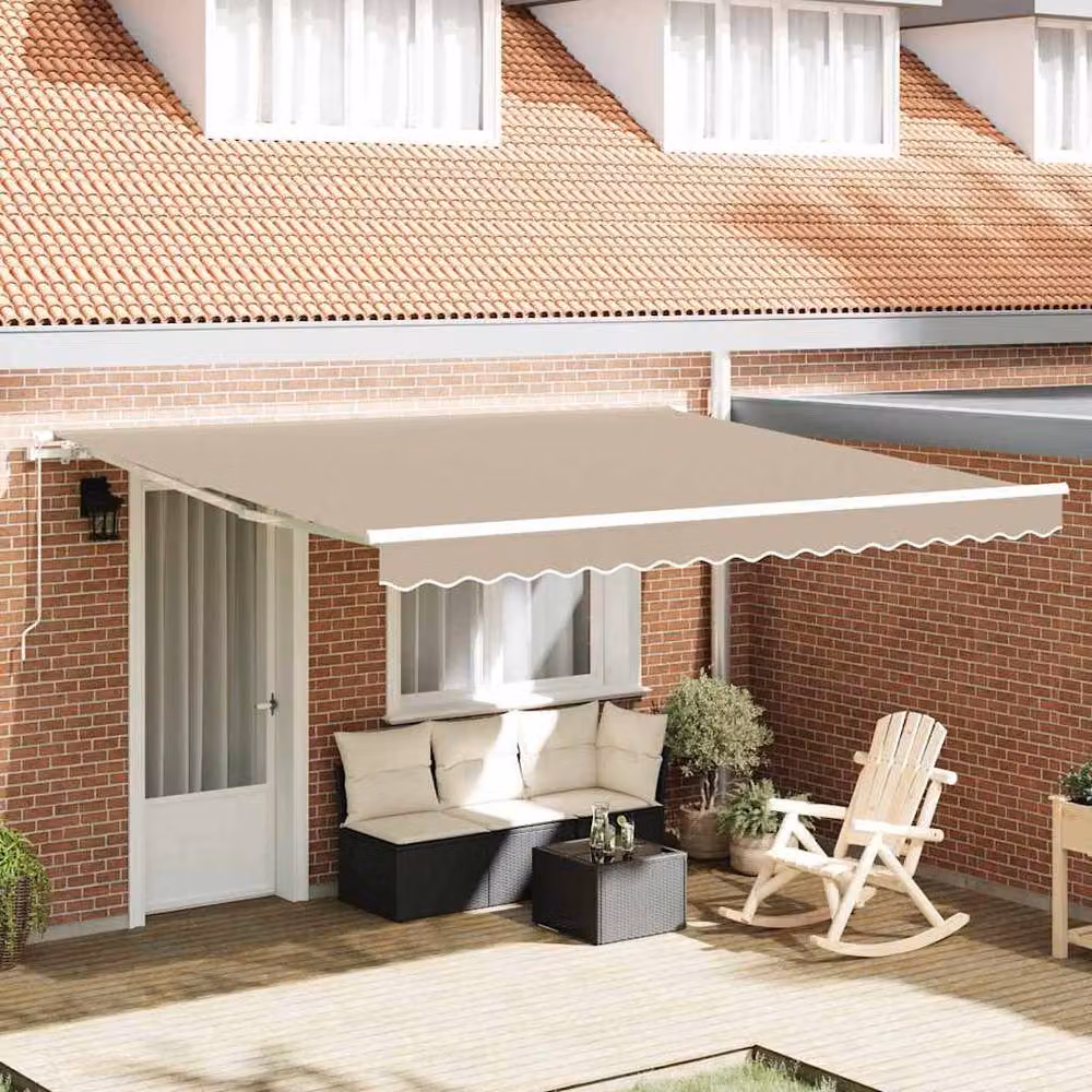 Berkfield Home Manual Retractable Awning in Beige, W: 400 cm, D: 300 cm – 2