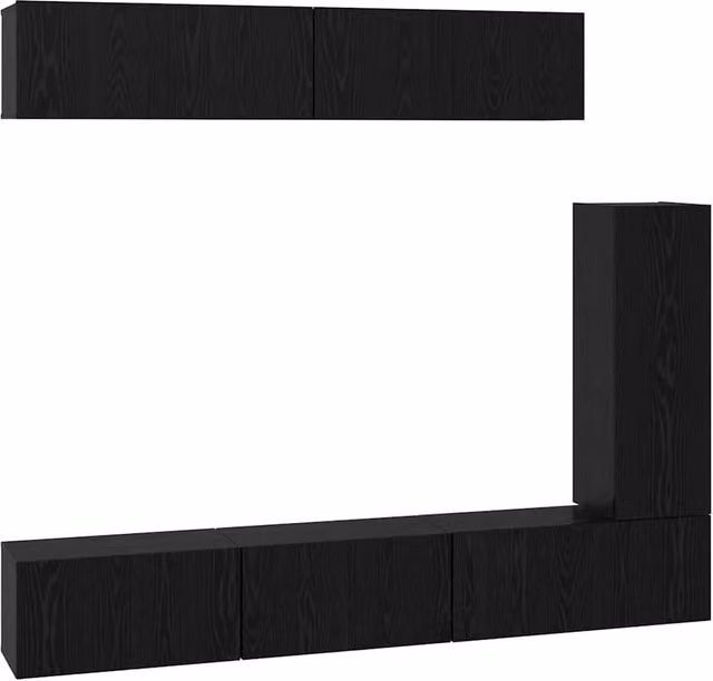 Berkfield Home Modern Wall-Mounted TV Cabinet Set with Storage and Shelving in Black