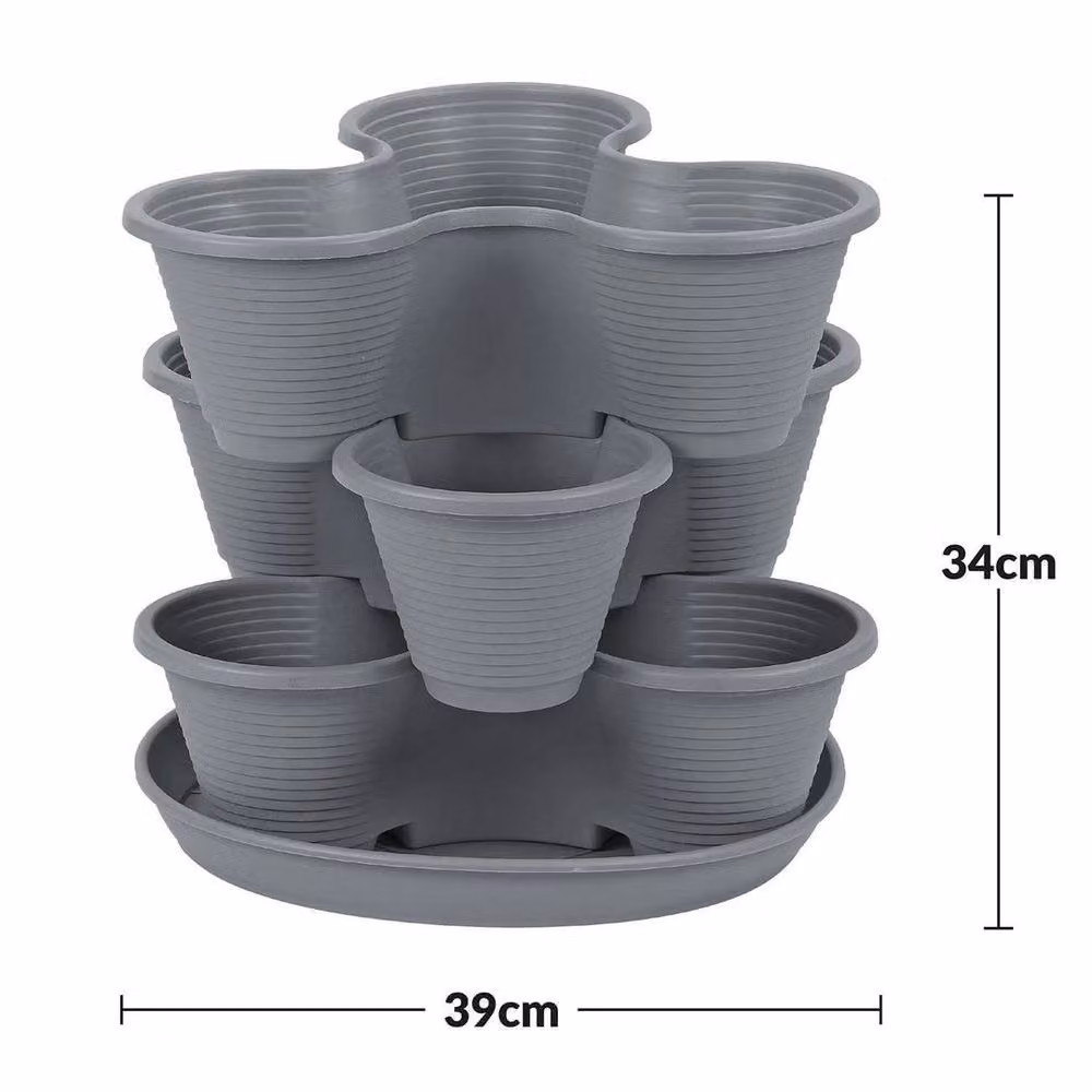 KORVIXA 3 Tier Charcoal Vertical Stackable Garden Planter Tub in Grey – 2