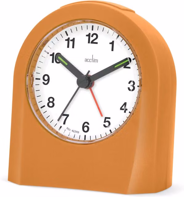 Acctim Palma Tumeric Analog Tabletop Alarm Clock in Yellow and Orange