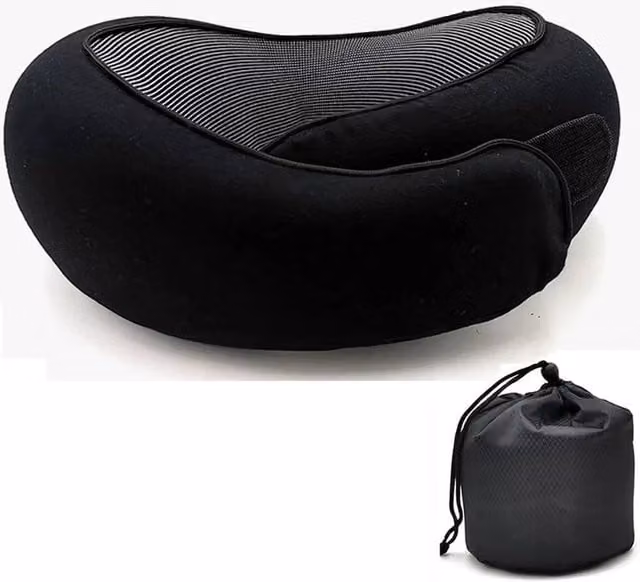 Nordara Black U-Shaped Memory Foam Travel Pillow for Neck and Shoulder Support – 1