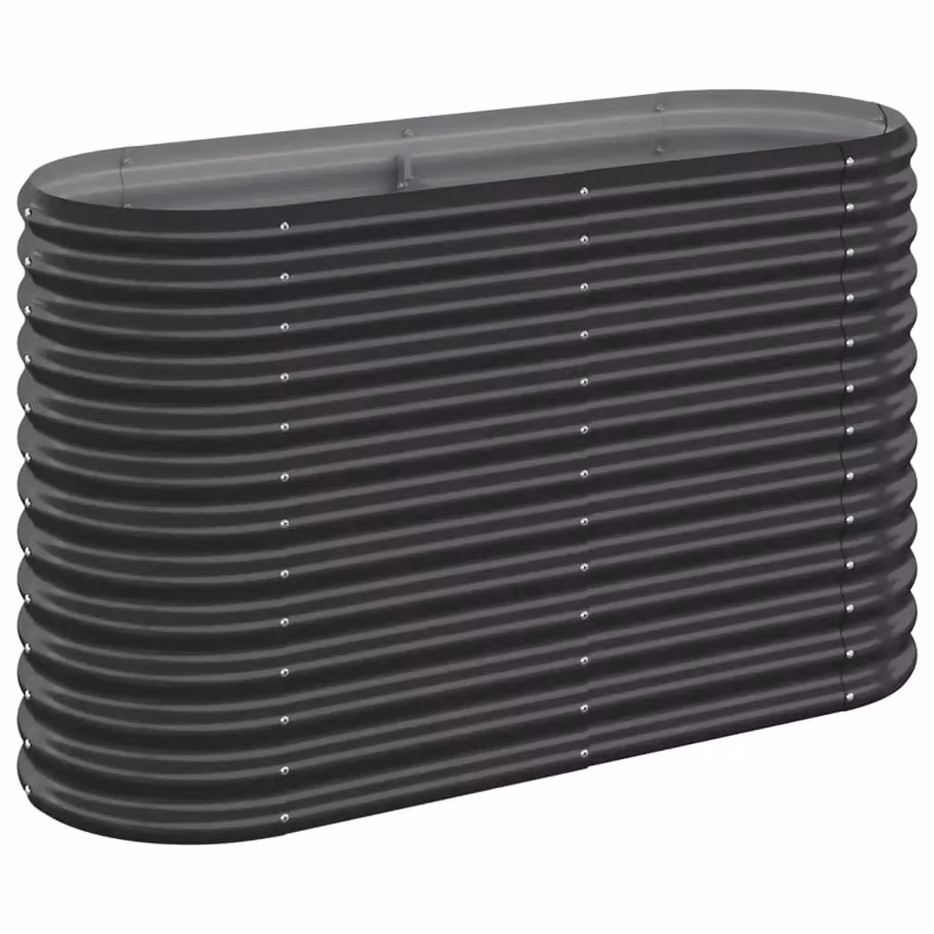 Berkfield Home Garden Powder-coated Steel Raised Bed in Anthracite Black, W/D/H: 114 x 40 x 68 cm – 2