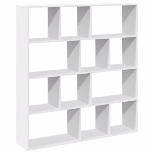 vidaXL White MDF Book Cabinet, W: 132 cm, D: 29 cm, H: 141.5 cm