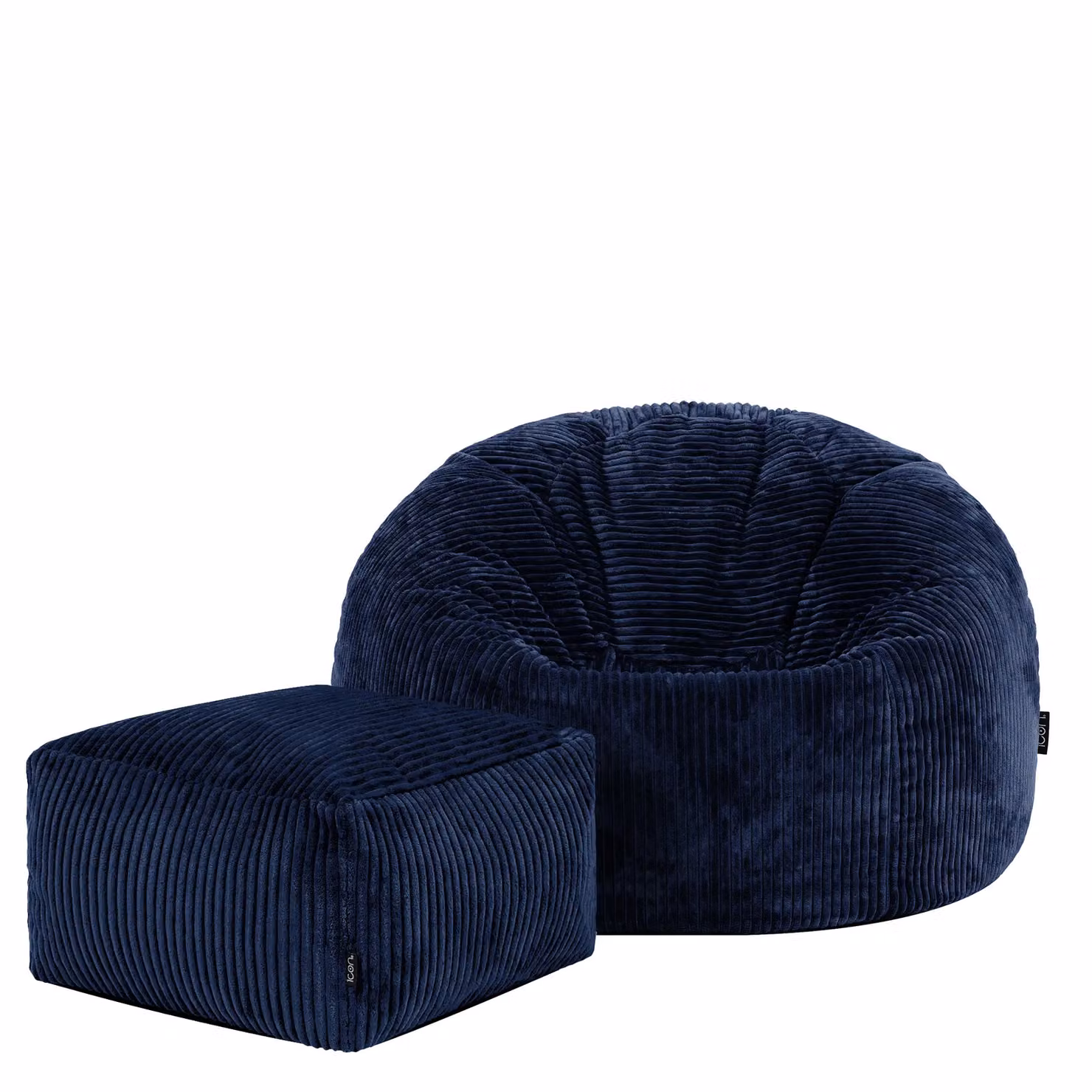 icon Kingston Cord Bean Bag and Footstool Bundle in Blue – 2