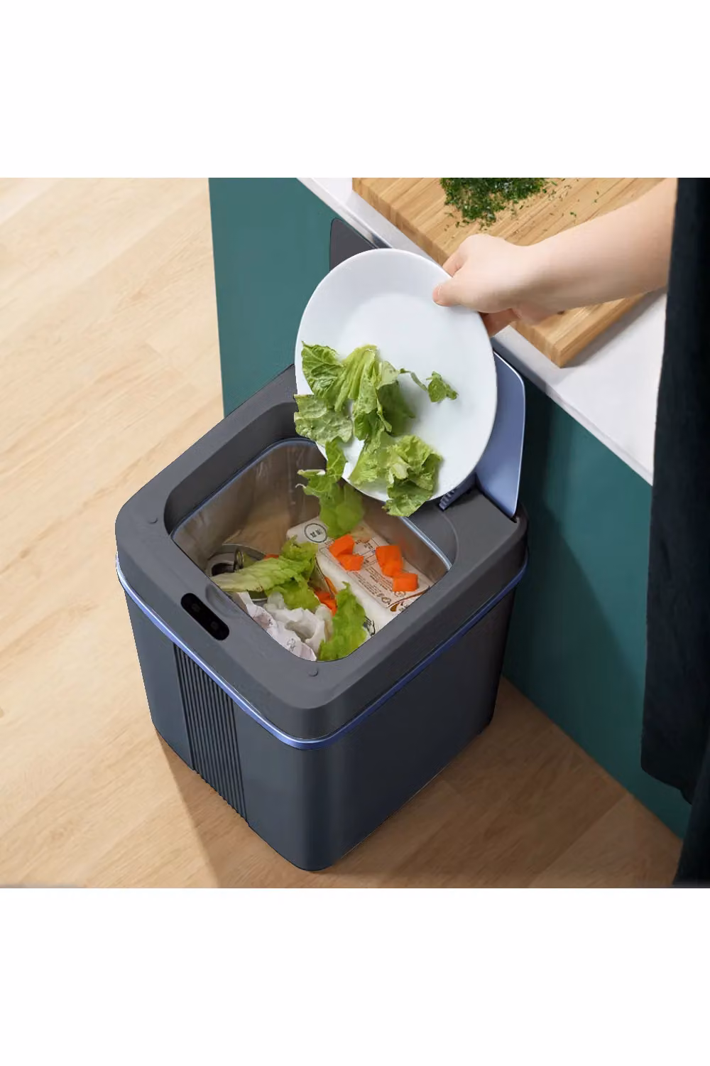 Living and Home 12L Smart Sensor Waterproof Plastic Rubbish Bin in Grey, H 30.5 cm x W 21.5 cm x D 12 cm – 2