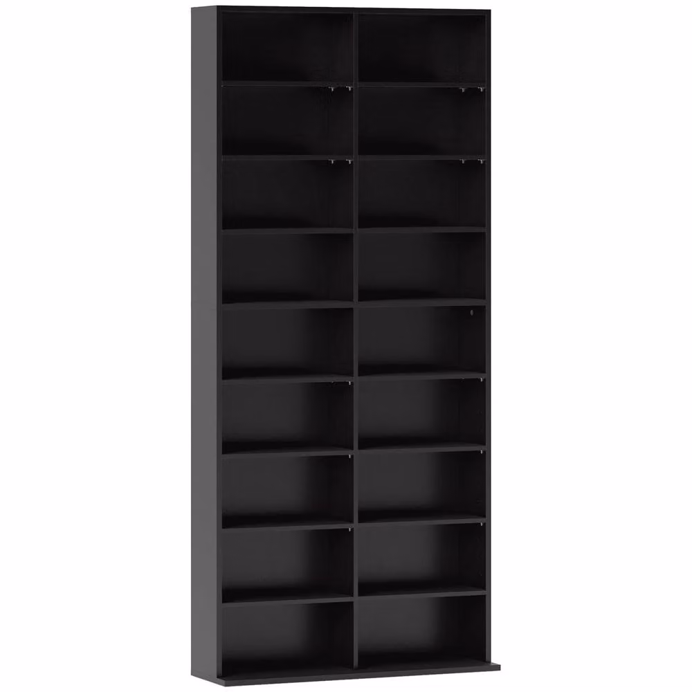 Wyld Haus Sezi Wood Black Tall Media Storage Tower with Adjustable Shelves, H 175 x W 78.5 x D 24 cm – 2